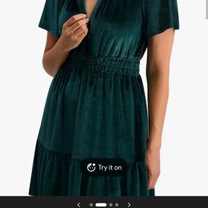 French Connection Teal Velvet Midi Dress